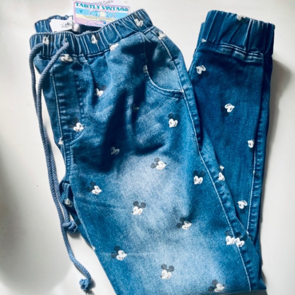 Vintage Mickey Mouse Denim Joggers Small